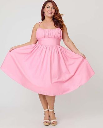 Unique Vintage Plus Size 1950s Cotton Swing Dress in Rose Pink Solid at Nordstrom, Size 5X