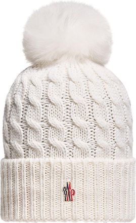 Moncler Moncler Wool Beanie With Pom Pom, Women, White, Size: One Size