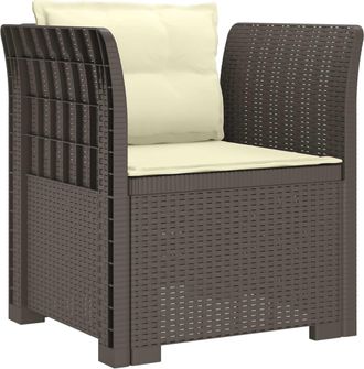 vidaXL Sill&oacute;n Individual Con Cojines Apariencia De Ratan Pp Gris Claro Vidaxl