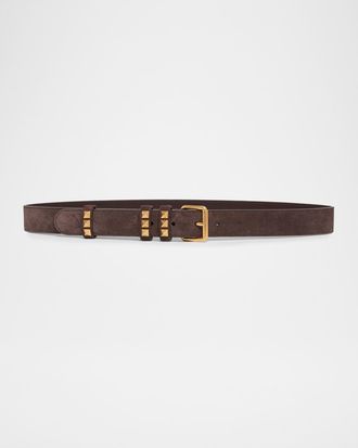 Valentino Garavani Rockstud Suede Belt, 30mm