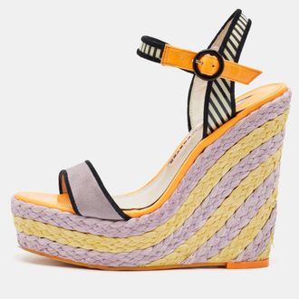 Sophia Webster Multicolor Suede And Patent Leather Lucita Espadrille Wedge Sandals