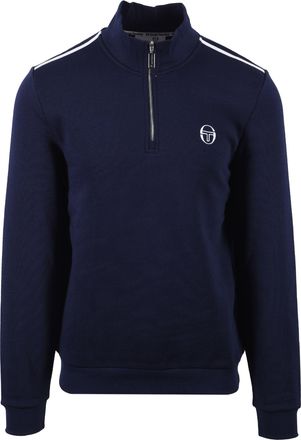 Sergio Tacchini Mens LOCCHI HALF ZIP MARITIME BLUE/WHITE - Navy Cotton - Size X-Large