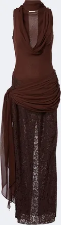 De La Vali Rosa georgette and lace maxi dress
