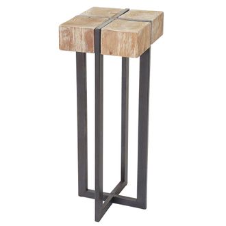 Hhg Hhg - Nunca Usado] Mesa De Flores 901, Florero Columna De Flores, Abeto Macizo R&uacute;stico Certificado Mvg 100x32x32cm