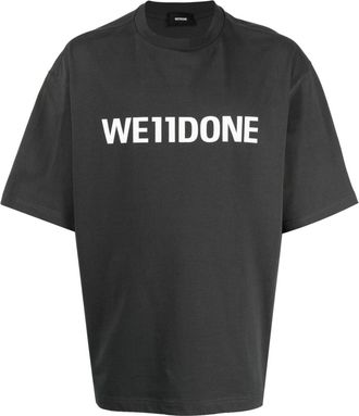 We11done logo-print cotton T-shirt - men - Cotton - M - Grey