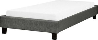 Beliani Beliani - Cama Individual Tapizada Gris 90 X 200 Cm Con Somier Sin Cabecero Roanne