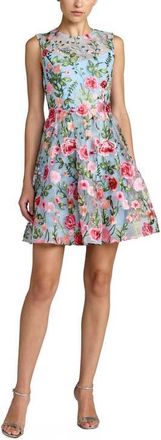 Mac Duggal Floral Embroidered Sleeveless A-Line Mini Dress in Powder Blue Multi at Nordstrom, Size 12