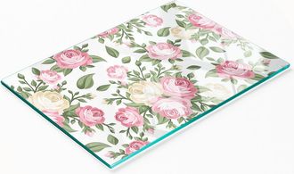 OEM Tabla De Servir De Cocina De Vidrio Templado Con Dise&ntilde;o De Rosas, 80x52 Cm