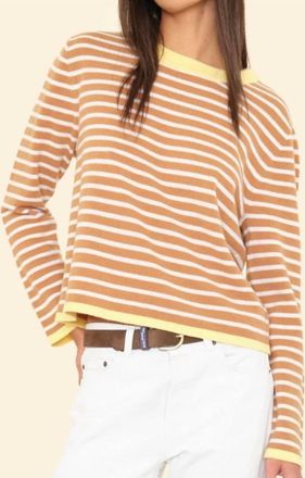 Xirena Maxwell Crew Neck Sweater In Camel Stripe