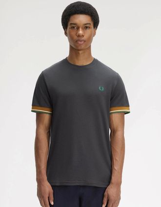 Fred Perry Mens Fred Perry Mens Twin Tipped Cuff T-Shirt - Anchor Grey 297 - Black - Size: 42