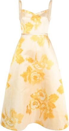 Emilia Wickstead floral-print midi dress - women - Polyester/Acetate/Silk - 14 - Yellow