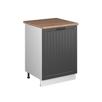 Vicco Mueble Bajo De Cocina Fame-line, Gris Oscuro/blanco, 60 Cm 1 Puerta Con Encimera, Vicco