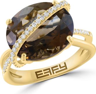 Effy Smoky Quartz & Diamond Ring in Brown at Nordstrom Rack, Size 7