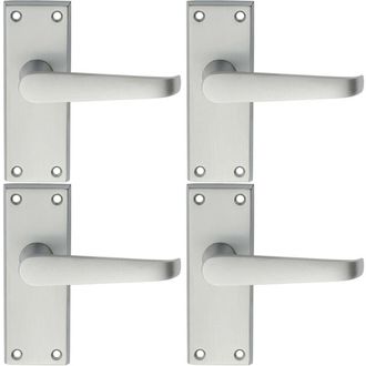 Loops 4x PAIR Straight Handle on Short Latch Backplate 118 x 42mm Satin Chrome