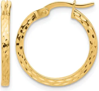Diamond2Deal 14K Yellow Gold Diamond-cut Huggie Hoop Earrings