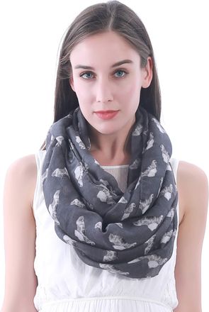 Lina & Lily Cocker Spaniel Dog Print Womens Infinity Scarf Snood Lightweight (Grey)