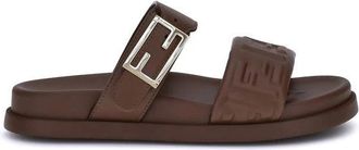 Fendi Iconische FF-detail leren sandalen - Dames - Sandalen - Bruin - 36 1/2 EU - Leer - Schoenen
