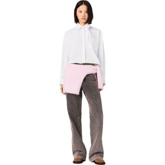 Maje Crochet collar shirt in White at Nordstrom, Size X-Small