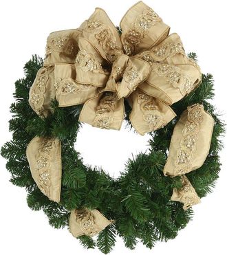 Creative Displays Inc. 26In Holiday Wreath With Beige Jewel Vine Bow