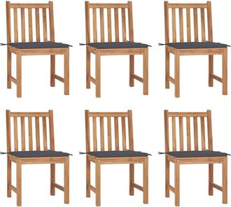 vidaXL Sillas De Jard&iacute;n 6 Unidades Con Cojines Madera Maciza De Teca Vidaxl