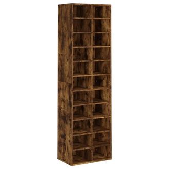 Berkfield Home Shoe Cabinet Smoked Oak 54x34x183 cm Engineered Wood in Brown | Size: 54 x 34 x 183 cm