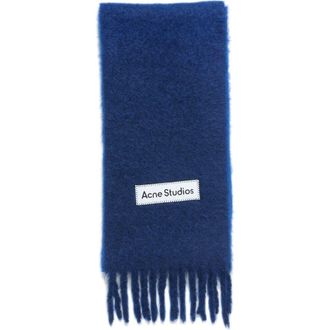 Acne Studios Vally Dip Dye Alpaca & Wool Blend Fringe Scarf in Blue at Nordstrom