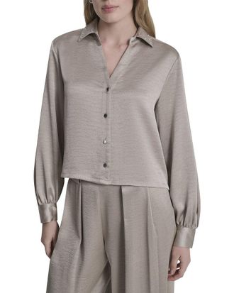 DKNY Stud Collar Y-Neck Shirt