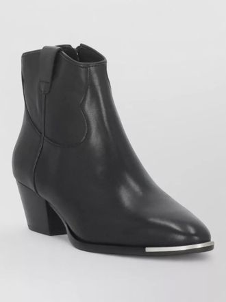 Ash leather ankle boots arrow toe metal detail