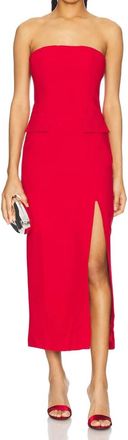 Bardot Nikki Strapless Midi Dress In Deep Red