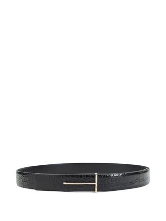 Tom Ford crocodile-effect metal belt - Black