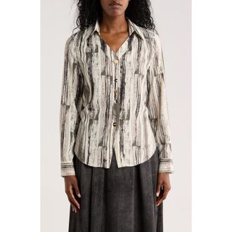 Patrizia Luca Print Button-Up Shirt in White at Nordstrom Rack, Size X-Large