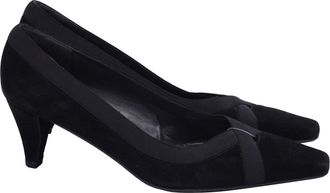 Stuart Weitzman Keyhole Accent Pumps in Black Suede