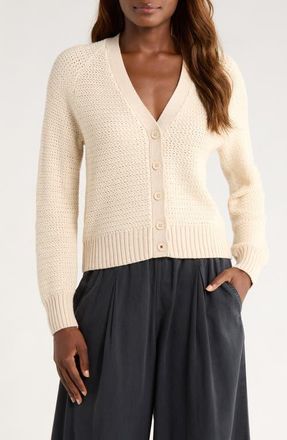 Marine Layer Robin Cotton & Marino Wool Blend Cardigan in Seashell at Nordstrom, Size X-Small