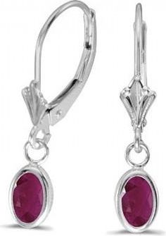 Allurez Oval Ruby Lever-back Drop Earrings in 14K White Gold (1.20ct)