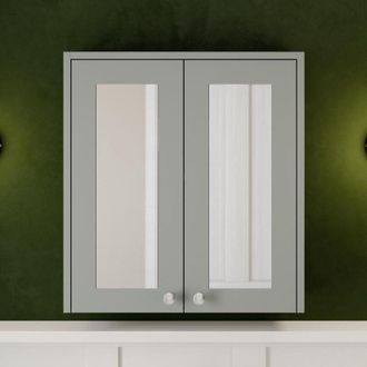 Park Lane 600mm Bathroom Mirror Cabinet 2 Door Wall Hung Grey Traditional