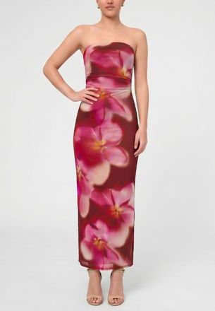 Rachel Roy Isola Strapless Mesh Maxi Dress in Dark Red at Nordstrom, Size Xx-Large
