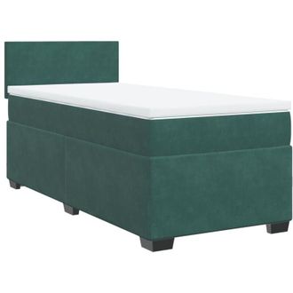vidaXL Vidaxl - Cama Box Spring Con Colch&oacute;n Terciopelo Verde Oscuro 100x200 Cm