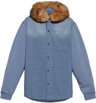 Balenciaga Shirt met een decoratieve capuchon - Heren - Casual Overhemden - Blauw - M - Overhemden