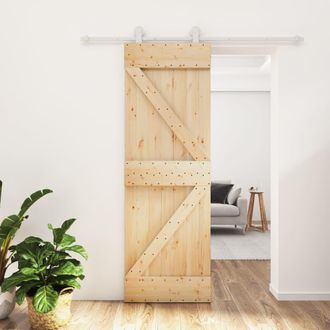 vidaXL Vidaxl - Puerta Corredera Con Herrajes Madera Maciza De Pino 70x210 Cm