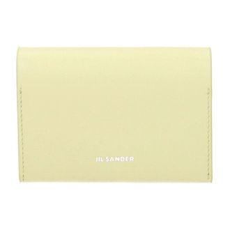 Jil Sander Wallets & Cardholders, female, Yellow, Size: ONE SIZE Yellow Leather Cardholder Button Closure