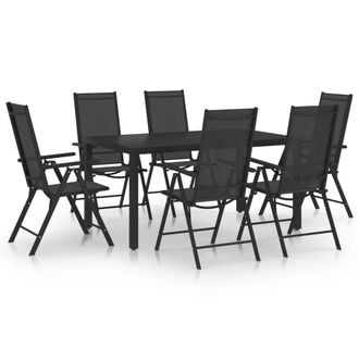 vidaXL Juego De Comedor Para Jard&iacute;n De 7 Piezas Aluminio Negro Vidaxl
