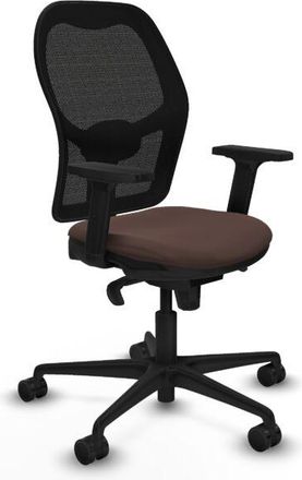 Piqueras y Crespo Piqueras Y Crespo - Jorquera Sincro Malla Negra Similpiel Marr&oacute;n Oscuro Brazos 2d Base Nailon Ruedas 65mm Nailon