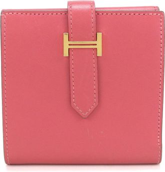 Herm&egrave;s Pink Rose Azalee Leather Wallet (Bi-Fold) (Pre-Owned)