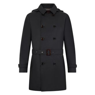 Moorer Jassen, Heren, Grijs, M, Polyester, Elegante Double-breasted Jas