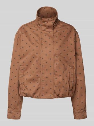 Mango Jacke mit verdecktem Rei&szlig;verschluss Modell DOTS in Mittelbraun, Gr&ouml;&szlig;e XS