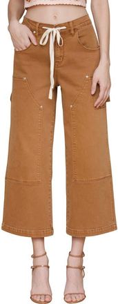 Avec Les Filles Drawstring Waist Crop Carpenter Pants in Santa Fe Umber Wash at Nordstrom, Size 29