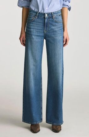 Mavi Florida High Waist Wide Leg Jeans in Mid Brushed Classic at Nordstrom, Size 30 X 30