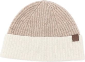 Eleventy Ribgebreide muts - Beige