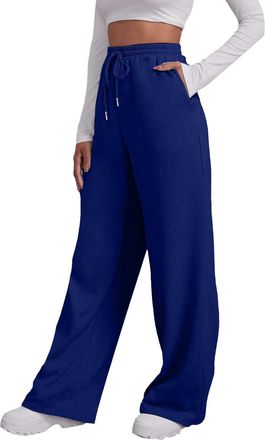 Generic Womens Jogging Bottoms - Thin Lightweight Breathable Sweatpants Straight Leg Joggers Pants Baggy Sports Yoga Tracksuit Bottoms with Pockets Long Train