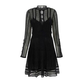 Chlo&eacute; Short Dresses, female, Black, Size: M Linen Blend Mini Dress